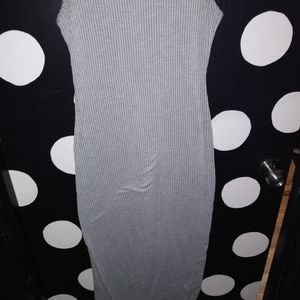 Gray and white pin striped maxi dress